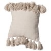 Deerlux 16" Handwoven Cotton Throw Pillow Cover with Side Fringed Tassels, Natural QI004309.NC.K